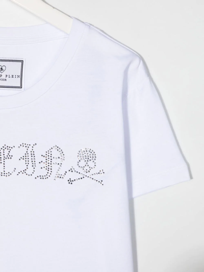 Shop Philipp Plein Junior Embellished Short-sleeve T-shirt In White