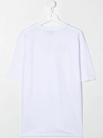 Shop Philipp Plein Junior Shoulder-button Chest-logo T-shirt In White