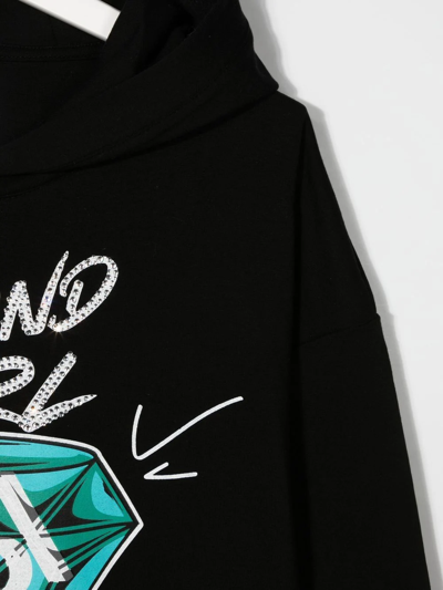 Philipp Plein Junior Diamond Logo-print Hoodie In Black