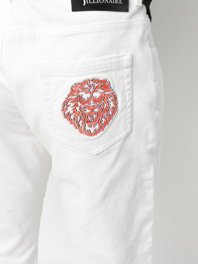 Shop Billionaire Lion Straight-leg Jeans In White