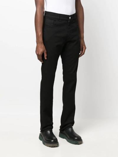Shop Billionaire Embroidered-logo Slim-fit Jeans In Black