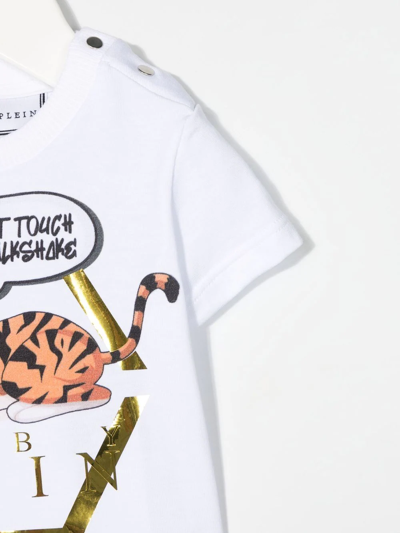 Shop Philipp Plein Junior Tiger-print Logo T-shirt In White