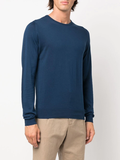 John Smedley Marcus Extra Fine Merino Wool Jumper Clothing In Blue