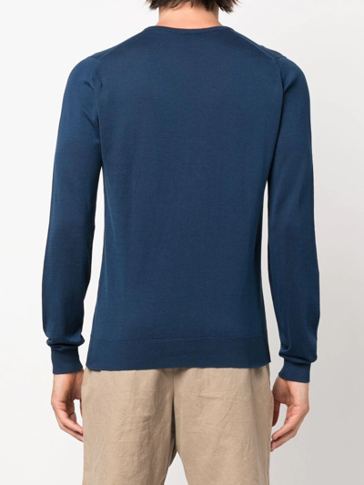 John Smedley Marcus Extra Fine Merino Wool Jumper Clothing In Blue
