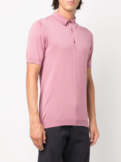 Shop John Smedley Fine-knit Short-sleeved Polo Shirt In Pink