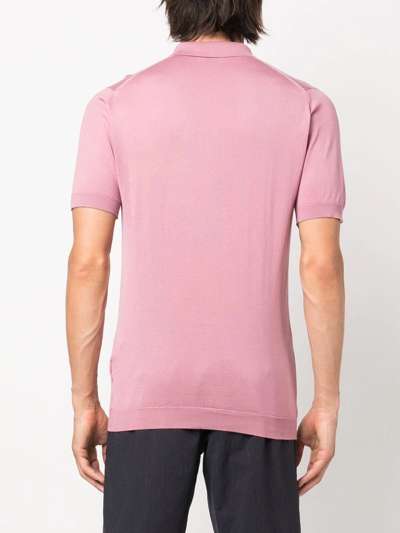 Shop John Smedley Fine-knit Short-sleeved Polo Shirt In Pink