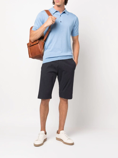 Shop John Smedley Fine-knit Short-sleeved Polo Shirt In Blue