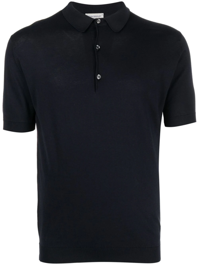 Shop John Smedley Fine-knit Polo Shirt In Blue