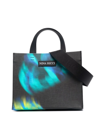 Shop Nina Ricci Small Printed Coated Canvas Tote Bag In Black