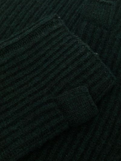 Shop Nina Ricci Ribbed Wool Mittens In Green