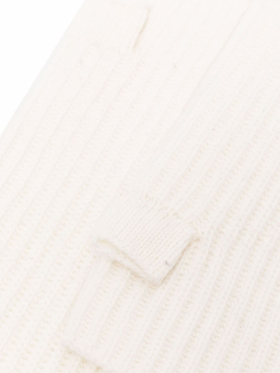 Shop Nina Ricci Ribbed Wool Mittens In White