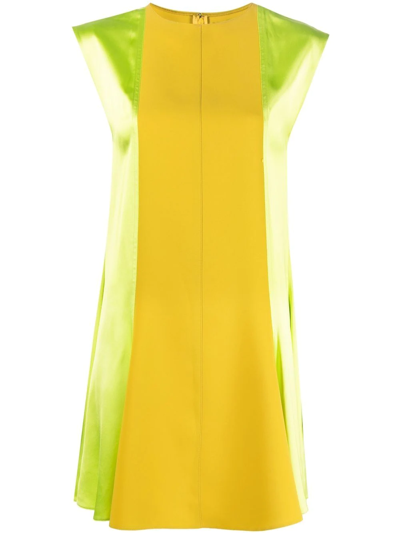 Shop Nina Ricci Two-tone Panelled Dress In Green