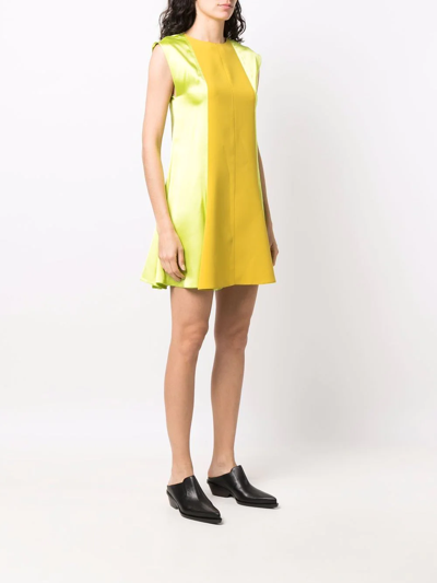 Shop Nina Ricci Two-tone Panelled Dress In Green