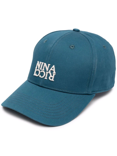 Shop Nina Ricci Logo-embroidered Twill Cotton Cap In Blue