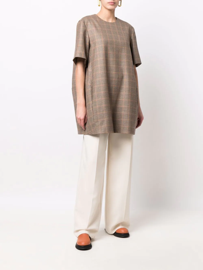 Shop Nina Ricci Houndstooth Check Wool Cocoon Top In Neutrals