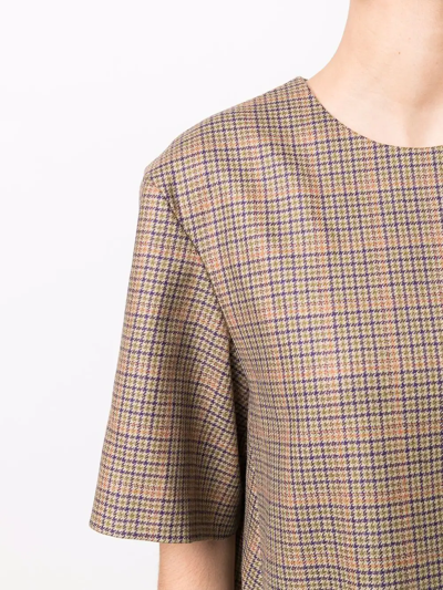 Shop Nina Ricci Houndstooth Check Wool Cocoon Top In Neutrals
