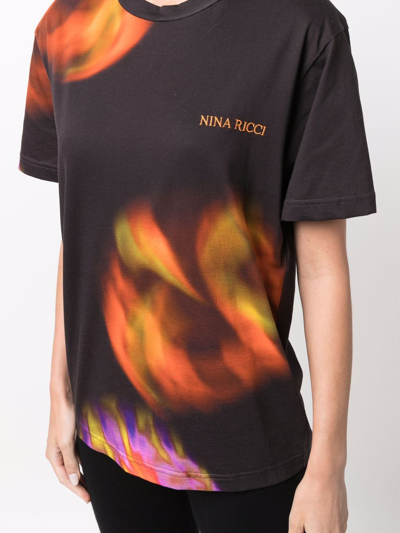 Shop Nina Ricci Abstract-print Cotton Jersey T-shirt In Brown