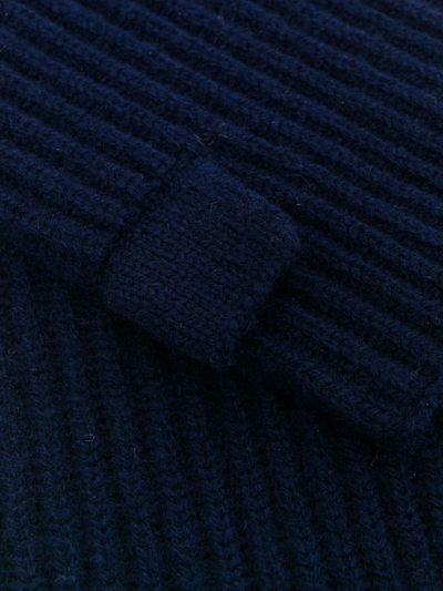 Shop Nina Ricci Ribbed Wool Mittens In Blue