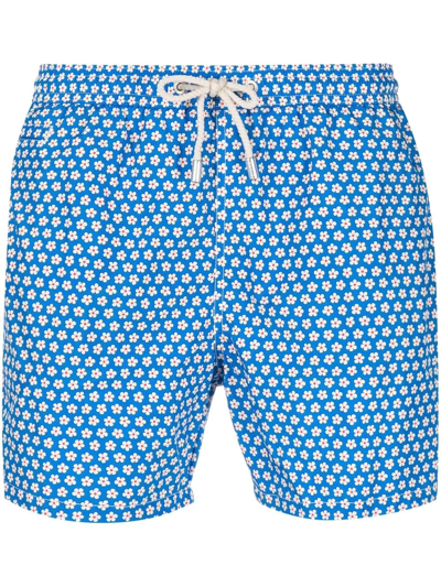 Shop Mc2 Saint Barth Floral-print Drawstring-waist Swim Shorts In Blue