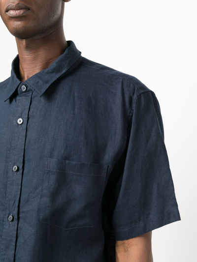 Shop Vince Chest Patch-pocket Detail Shirt In Blue