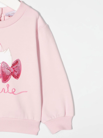 Shop Monnalisa Marie-motif Cotton Sweatshirt In Pink