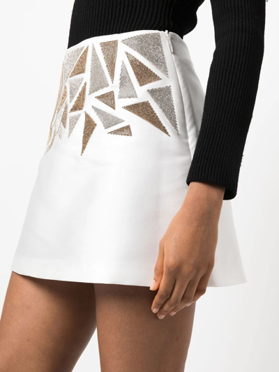Shop Nué Geometric-print Mini Skirt In White