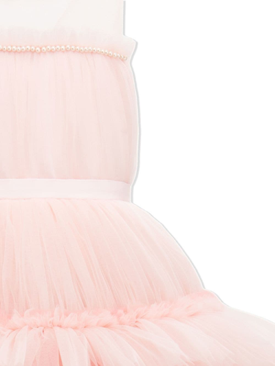 Tulleen Tiered Tulle Maxi Gown In Pink