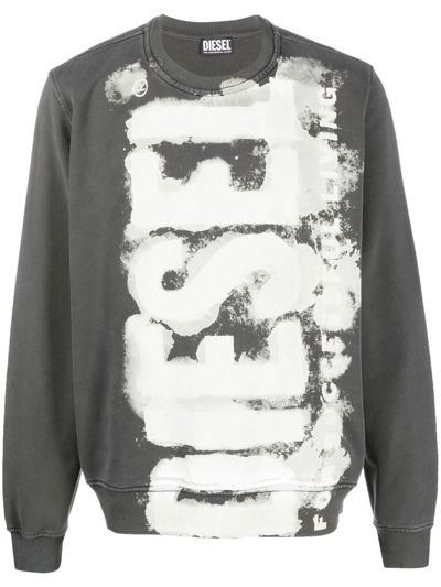 Shop Diesel S-ginn-e5 Logo-print Sweatshirt In Grey