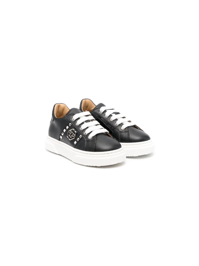 Philipp Plein Junior Spike-stud Lace-up Sneakers In Black