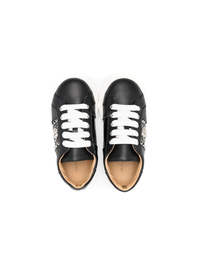 Philipp Plein Junior Spike-stud Lace-up Sneakers In Black