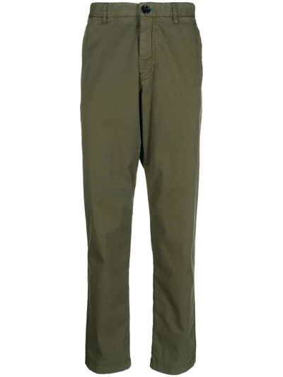 Shop Ps By Paul Smith Logo-patch Four-pocket Chinos In Green