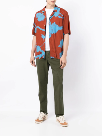 Shop Ps By Paul Smith Logo-patch Four-pocket Chinos In Green