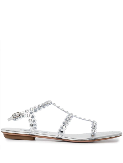 Shop Aquazzura Tequila Crystal-embellished Sandals In Silver