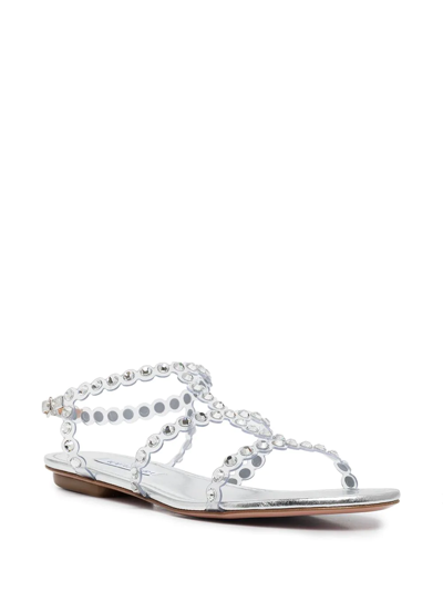 Shop Aquazzura Tequila Crystal-embellished Sandals In Silver