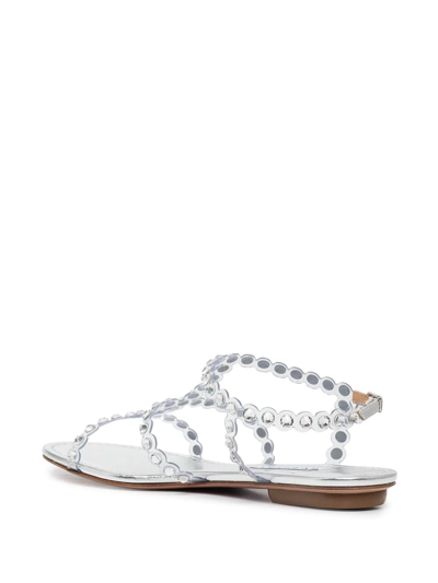 Shop Aquazzura Tequila Crystal-embellished Sandals In Silver