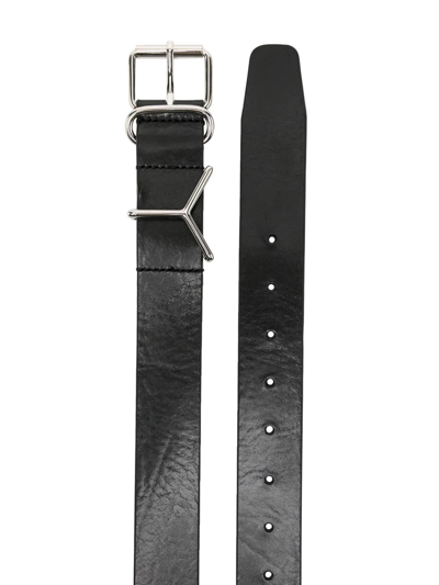Shop Y/project Logo-lettering Leather Buckle Belt In Black
