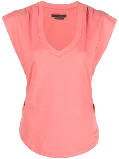 Shop Isabel Marant V-neck Detail T-shirt In Pink