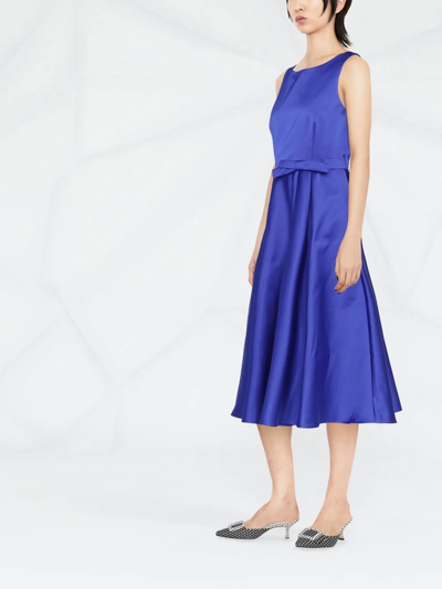 Shop P.a.r.o.s.h Bow-detail Satin Midi Dress In Blue