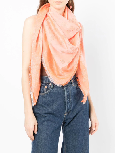 Shop Mulberry Tamara Logo-print Scarf In Orange