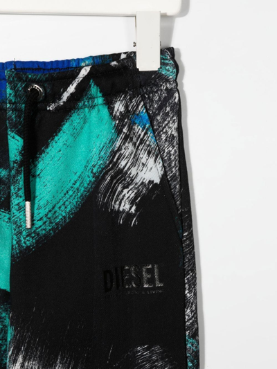 Shop Diesel Tie-dye Drawstring Trousers In Black