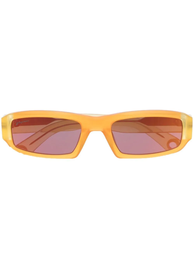 Shop Jacquemus Altù Rectangular-frame Sunglasses In Orange