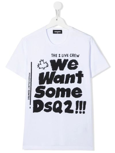Dsquared2 Teen Live Crew Logo T-shirt In White