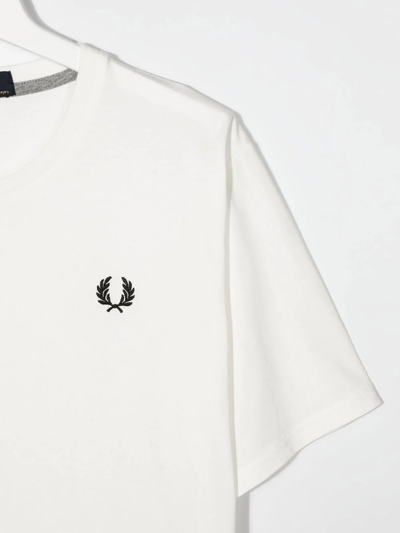 Shop Fred Perry Teen Embroidered Logo Short-sleeve T-shirt In White