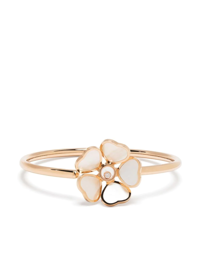 Shop Chopard 18kt Rose Gold Happy Hearts Flower Pearl Bangle