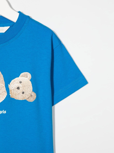 Palm Angels Teddy Bear-print Short-sleeved T-shirt In Blue
