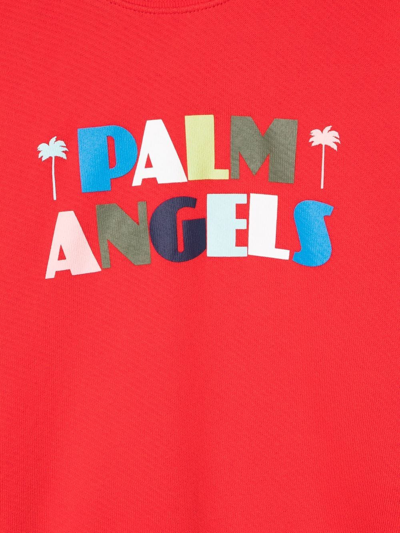 Shop Palm Angels Logo-print Crew Neck Jumper In Red