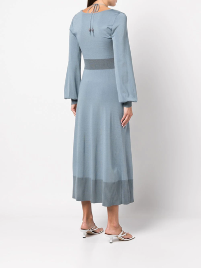 Shop Jonathan Simkhai Ruched Cut-out Midi Dress In Blue