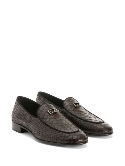 Shop Giuseppe Zanotti Gz Rudolph Snakeskin-effect Loafers In Brown