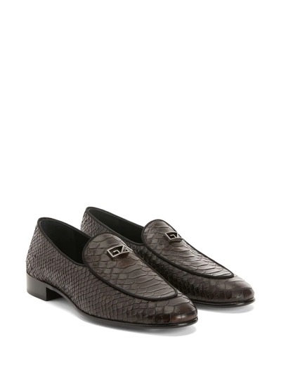 Giuseppe Zanotti Gz Rudolph Snakeskin-effect Loafers In Brown