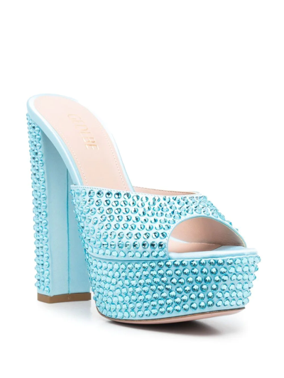 Shop Gedebe Jerry Crystal-embellished Platform Sandals In Blue